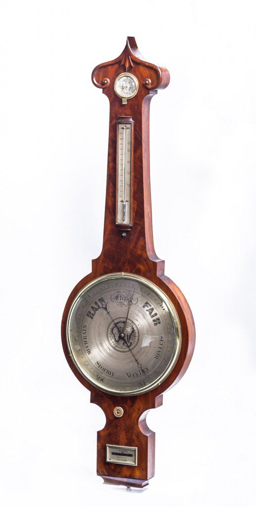 Front view of onion top banjo barometer